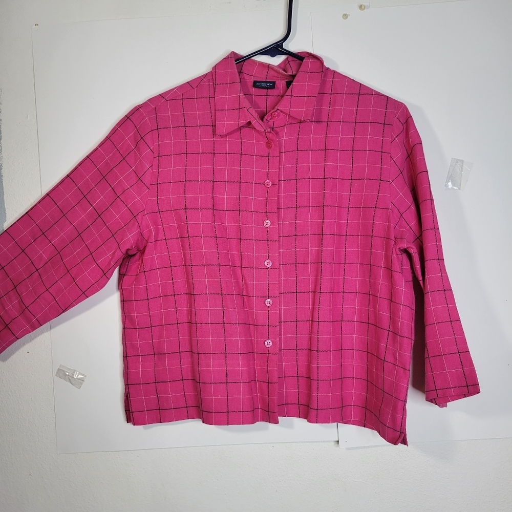Westbound Petite Essentials Cropped blazer/boxy shirt 100% Linen Size Petite Med